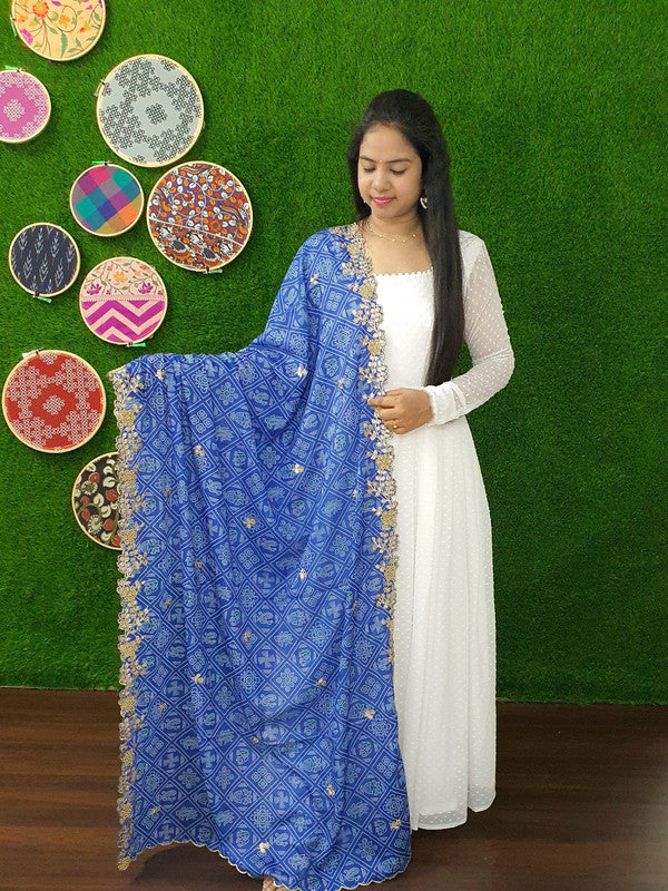 Jyoti Fashion Women's White Georgette Butti work Partywear Anarkali Dress with Dupatta | Swadesiicart
