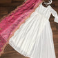 Jyoti Fashion Women's White Georgette Butti work Partywear Anarkali Dress with Pink Dupatta | Swadesiicart