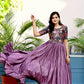 Jyoti Fashion Women's Purple Sequins Work Chinon Partywear Anarkali Dress | Swadesiicart
