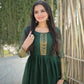 Jyoti Fashion Women's Green Chiffon Zari Woven Festive Anarkali Dress | Swadesiicart