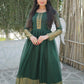 Jyoti Fashion Women's Green Chiffon Zari Woven Festive Anarkali Dress | Swadesiicart