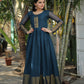 Jyoti Fashion Women's Blue Chiffon Zari Woven Festive Anarkali Dress | Swadesiicart