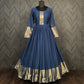 Jyoti Fashion Women's Blue Chiffon Zari Woven Festive Anarkali Dress | Swadesiicart