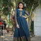 Jyoti Fashion Women's Blue Chiffon Zari Woven Festive Anarkali Dress | Swadesiicart