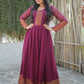 Jyoti Fashion Women's Wine Chiffon Zari Woven Festive Anarkali Dress | Swadesiicart