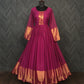 Jyoti Fashion Women's Wine Chiffon Zari Woven Festive Anarkali Dress | Swadesiicart