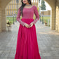 Jyoti Fashion Women's Pink Faux Blooming Sequins with Zari Embroidered Anarkali Dress | Swadesiicart