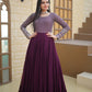 Jyoti Fashion Women's Wine Faux Blooming Sequins with Zari Embroidered Anarkali Dress | Swadesiicart