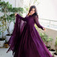 Jyoti Fashion Women's Wine Faux Blooming Sequins Embroidery Partywear Anarkali Dress with Dupatta | Swadesiicart