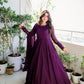 Jyoti Fashion Women's Wine Faux Blooming Sequins Embroidery Partywear Anarkali Dress with Dupatta | Swadesiicart