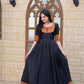 Jyoti Fashion Women's Black Silk Jacquard Weaving Festive Anarkali Dress | Swadesiicart