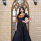 Jyoti Fashion Women's Black Silk Jacquard Weaving Festive Anarkali Dress | Swadesiicart