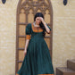 Jyoti Fashion Women's Green Silk Jacquard Weaving Festive Anarkali Dress | Swadesiicart