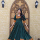 Jyoti Fashion Women's Green Silk Jacquard Weaving Festive Anarkali Dress | Swadesiicart