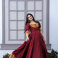 Jyoti Fashion Women's Maroon Silk Jacquard Weaving Festive Anarkali Dress | Swadesiicart