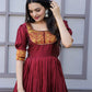 Jyoti Fashion Women's Maroon Silk Jacquard Weaving Festive Anarkali Dress | Swadesiicart