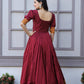 Jyoti Fashion Women's Maroon Silk Jacquard Weaving Festive Anarkali Dress | Swadesiicart