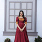 Jyoti Fashion Women's Maroon Silk Jacquard Weaving Festive Anarkali Dress | Swadesiicart