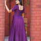Jyoti Fashion Women's Purple Silk Jacquard Weaving Festive Anarkali Dress | Swadesiicart