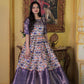 Jyoti Fashion Women's Wine Soft Silk Patola Print with Jacquard Weaving Work Anarkali Dress | Swadesiicart
