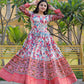 Jyoti Fashion Women's Multicolor Banarasi Silk Kalamkari Print with Jacquard Weaving Anarkali Dress | Swadesiicart