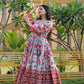 Jyoti Fashion Women's Multicolor Banarasi Silk Kalamkari Print with Jacquard Weaving Anarkali Dress | Swadesiicart