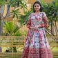 Jyoti Fashion Women's Multicolor Banarasi Silk Kalamkari Print with Jacquard Weaving Anarkali Dress | Swadesiicart