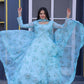 Jyoti Fashion Women's Sky Blue Tabby Silk Floral Printed Anarkali Dress with Dupatta | Swadesiicart