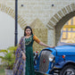 Jyoti Fashion Women's Green Silk Jacquard Weaving with Embroidery Work Anarkali Dress with Dupatta | Swadesiicart