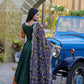 Jyoti Fashion Women's Green Silk Jacquard Weaving with Embroidery Work Anarkali Dress with Dupatta | Swadesiicart
