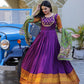 Jyoti Fashion Women's Purple Silk Jacquard Weaving with Embroidery Work Anarkali Dress with Dupatta | Swadesiicart