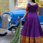 Jyoti Fashion Women's Purple Silk Jacquard Weaving with Embroidery Work Anarkali Dress with Dupatta | Swadesiicart