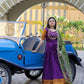 Jyoti Fashion Women's Purple Silk Jacquard Weaving with Embroidery Work Anarkali Dress with Dupatta | Swadesiicart