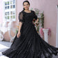 Jyoti Fashion Women's Black Faux Georgette Printed Festive Anarkali Dress | Swadesiicart