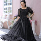 Jyoti Fashion Women's Black Faux Georgette Printed Festive Anarkali Dress | Swadesiicart