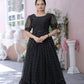 Jyoti Fashion Women's Black Faux Georgette Printed Festive Anarkali Dress | Swadesiicart