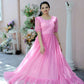 Jyoti Fashion Women's Pink Faux Georgette Printed Festive Anarkali Dress | Swadesiicart