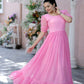 Jyoti Fashion Women's Pink Faux Georgette Printed Festive Anarkali Dress | Swadesiicart