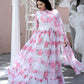 Jyoti Fashion Women's Pink Faux Georgette Floral Digital Printed Anarkali Dress with Dupatta | Swadesiicart