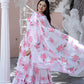 Jyoti Fashion Women's Pink Faux Georgette Floral Digital Printed Anarkali Dress with Dupatta | Swadesiicart