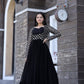Jyoti Fashion Women's Black Faux Blooming Sequins with Zari Embroidered Anarkali Dress | Swadesiicart