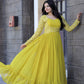 Jyoti Fashion Women's Yellow Faux Blooming Sequins with Zari Embroidered Anarkali Dress | Swadesiicart