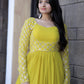 Jyoti Fashion Women's Yellow Faux Blooming Sequins with Zari Embroidered Anarkali Dress | Swadesiicart