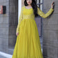 Jyoti Fashion Women's Yellow Faux Blooming Sequins with Zari Embroidered Anarkali Dress | Swadesiicart