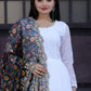 Jyoti Fashion Women's White Georgette Butti work Partywear Anarkali Dress with Dupatta | Swadesiicart