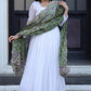 Jyoti Fashion Women's White Georgette Butti work Partywear Anarkali Dress with Dupatta | Swadesiicart
