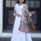 Jyoti Fashion Women's White Georgette Butti work Partywear Anarkali Dress with Dupatta | Swadesiicart