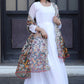 Jyoti Fashion Women's White Georgette Butti work Partywear Anarkali Dress with Dupatta | Swadesiicart