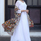 Jyoti Fashion Women's White Georgette Butti work Partywear Anarkali Dress with Dupatta | Swadesiicart