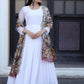 Jyoti Fashion Women's White Georgette Butti work Partywear Anarkali Dress with Dupatta | Swadesiicart